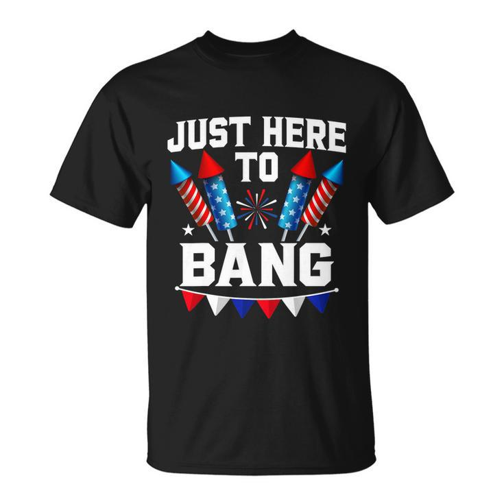 Just Here To Bang 4Th Of July Patriotic Design Unisex T-Shirt