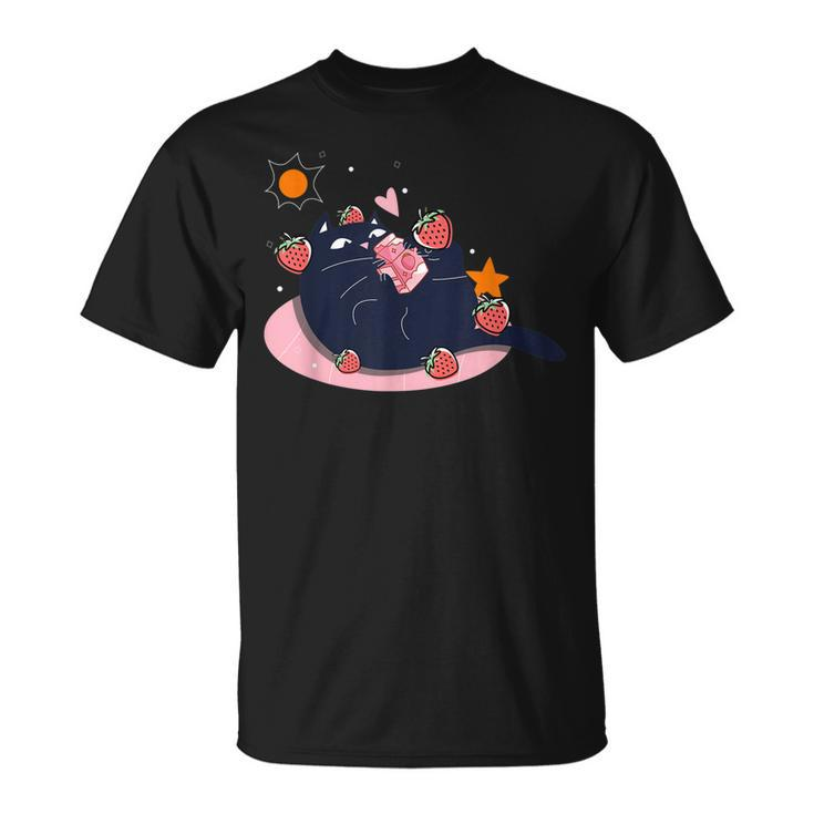 Kawaii Cat Strawberry Milk Japanese Cat Lover Neko Anime T-shirt