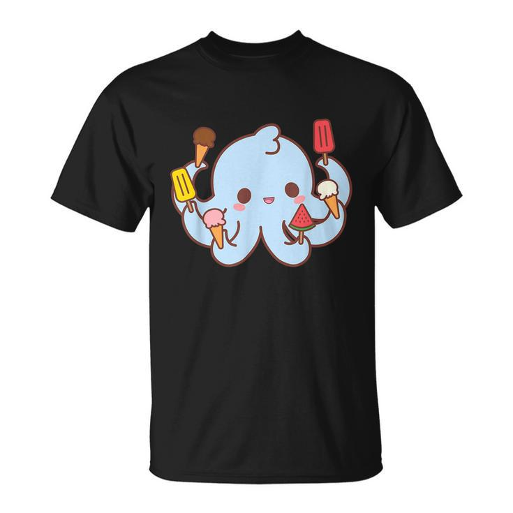 Kawaii Octopus Tako Ice Cream Lover Popsicle Watermelon Cute T-Shirt