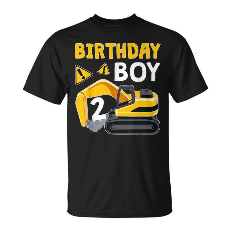 Kids 2 Years Old Boy 2Nd Birthday Gift Boy Toddler Excavator  Unisex T-Shirt