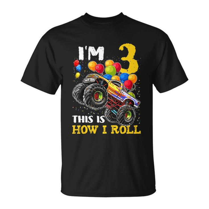Kids 3 Year Old Shirt 3Rd Birthday Boy Monster Truck Car T Shirt Unisex T-Shirt