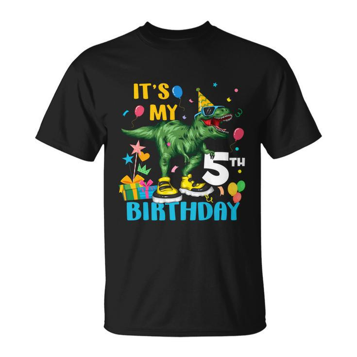 Kids Boys Its My 5Th Birthday Happy 5 Year Trex Tshirt Unisex T-Shirt