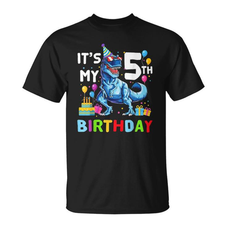 Kids It&8217S My 5Th Birthday Happy 5 Years Dinosaurrex Unisex T-Shirt