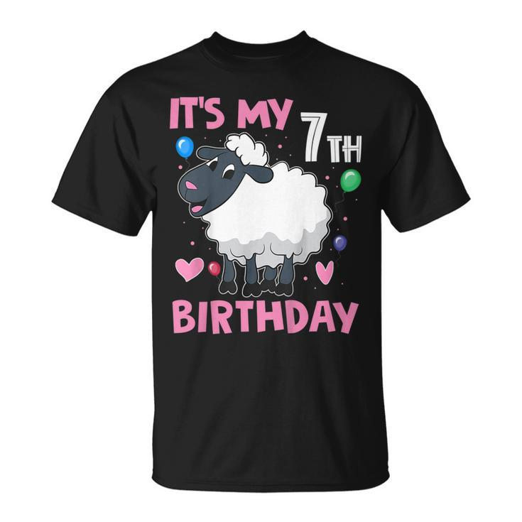 Kids Its My 7Th Birthday - Farm Sheep Lovers Gift For Girls  Unisex T-Shirt