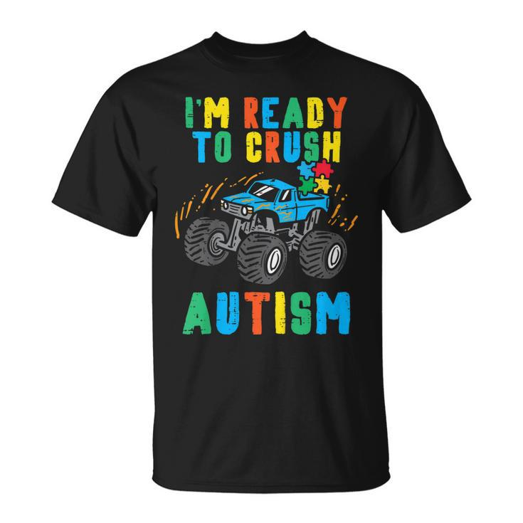 Kids Monster Truck Ready To Crush Autism Awareness Toddler Boys  Unisex T-Shirt