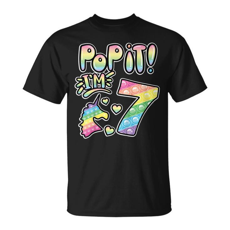 Kids Pop It 7Th Birthday Girls Boys 7 Years Old Fidget  Unisex T-Shirt