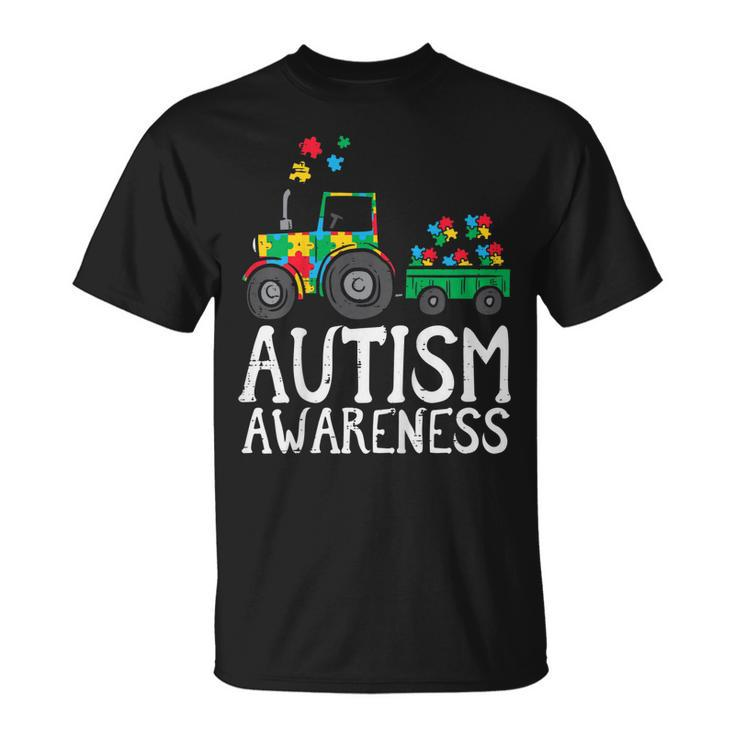 Kids Tractor Autism Awareness Farmer Truck Toddler Boys Kids  Unisex T-Shirt