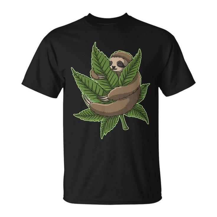 Lazy Sloth Cannabis Leaf Unisex T-Shirt