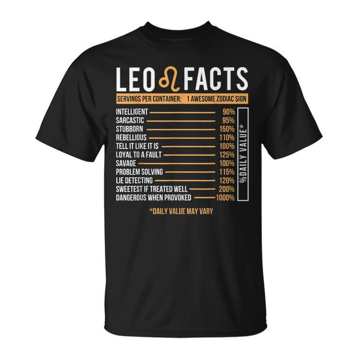 Leo Facts Zodiac Sign Astrology Birthday Horoscope Unisex T-Shirt