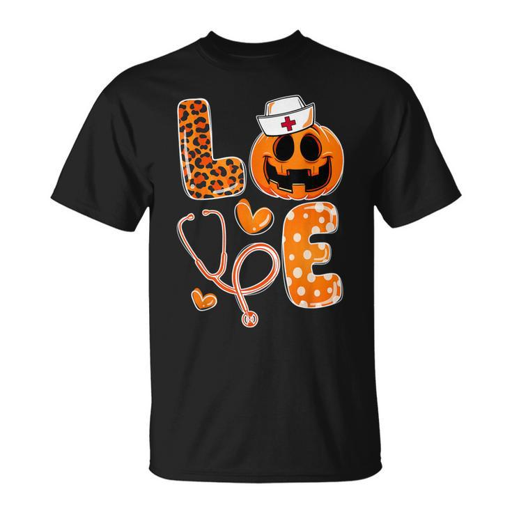 Leopard Love Cna Halloween Nurse Doctor Pumpkin Fall  Unisex T-Shirt