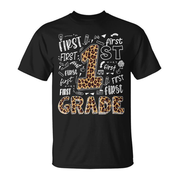 Leopard Print 1St Grade Teacher Kids Back To School  Unisex T-Shirt