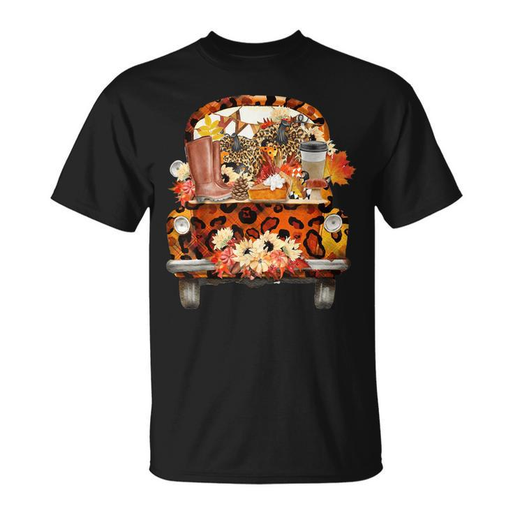 Leopard Pumpkin Truck Fall Autumn Thanksgiving Halloween  Unisex T-Shirt