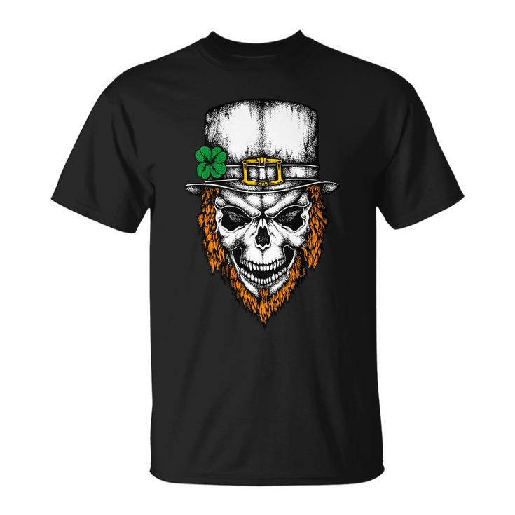 Leprechaun Irish Skull Skeleton Ginger Beard St Patricks Day T-shirt