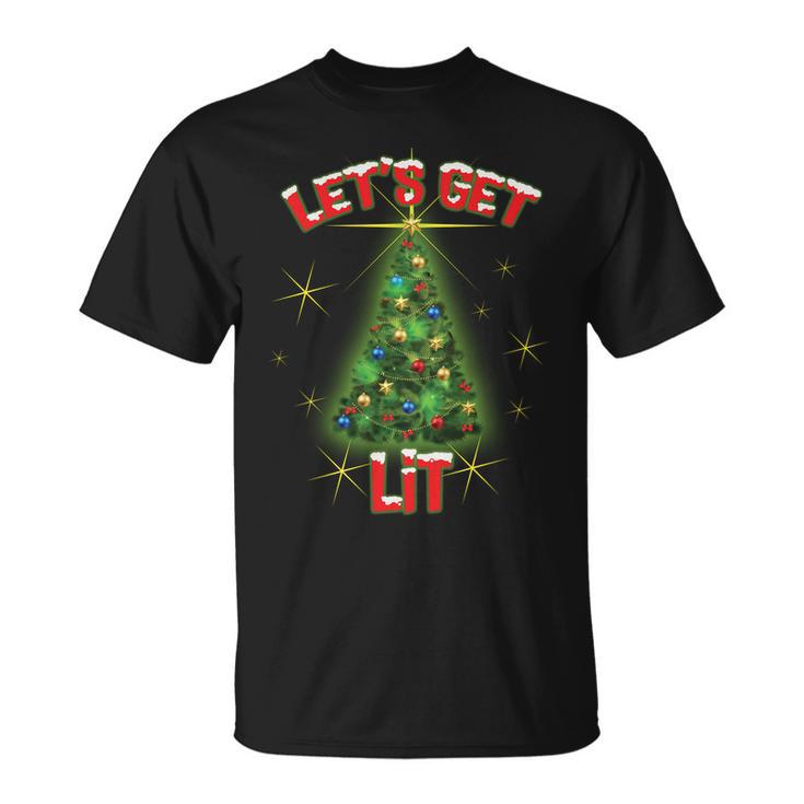 Lets Get Lit Christmas Tree Unisex T-Shirt