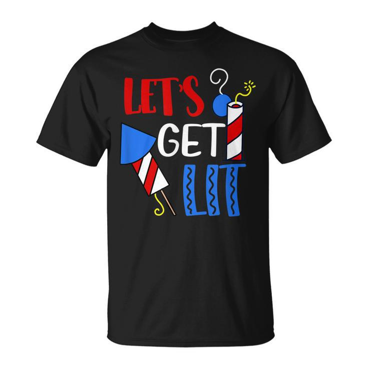 Lets Get Lit Fireworks Firecracker Funny Fourth 4Th Of July  Unisex T-Shirt