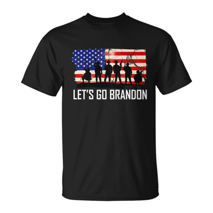 Lets Go Brandon Military Troops American Flag Tshirt Unisex T-Shirt