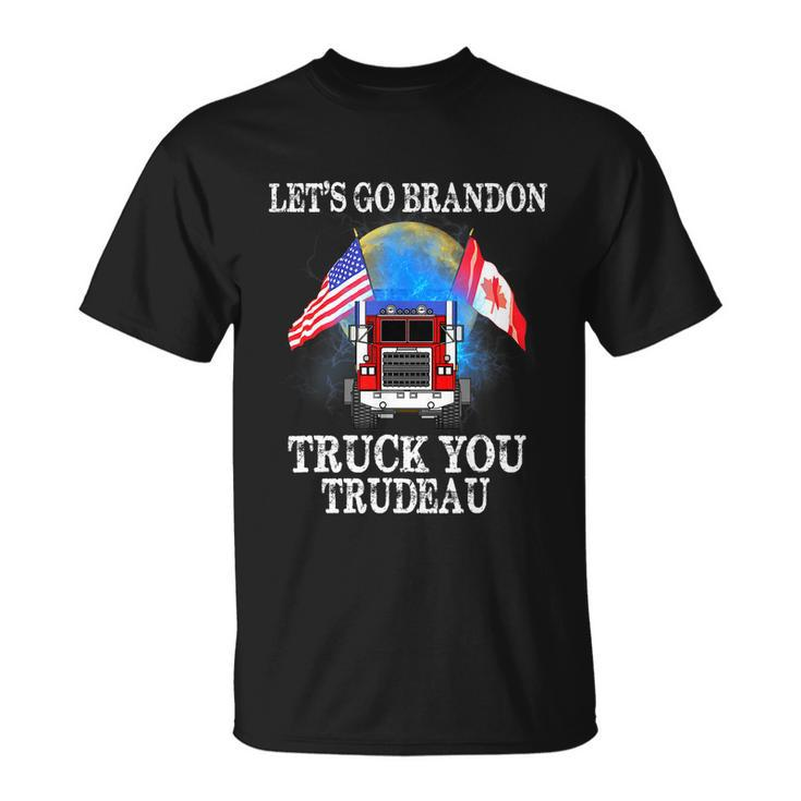 Lets Go Truck You Trudeau Usa Canada Flag Truckers Vintage Unisex T-Shirt