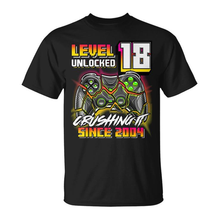 Level 18 Unlocked Crushing It 2004 Video Game 18Th Birthday  Unisex T-Shirt
