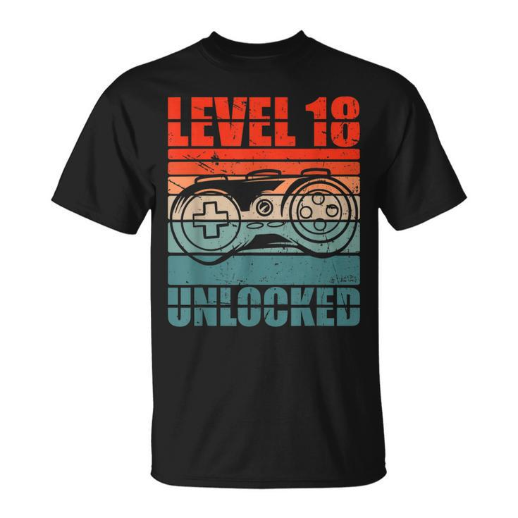 Level 18 Unlocked - Video Gamer Boy 18Th Birthday Gaming  Unisex T-Shirt