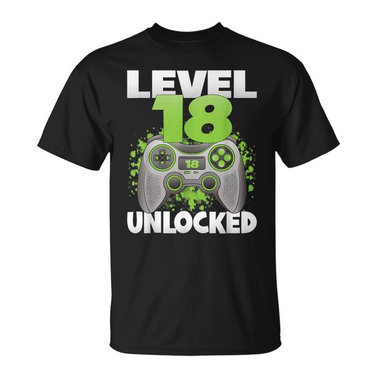 Level 18 Unlocked Video Gaming 18Th Birthday 2004 Gamer Game  Unisex T-Shirt