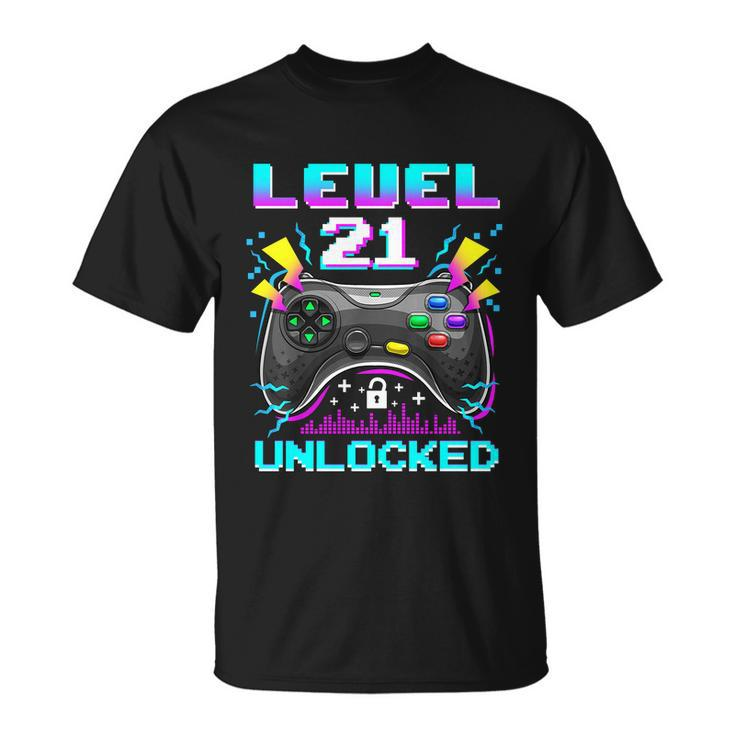 Level 21 Unlocked 21St Birthday Video Game Gift Birthday Gaming Unisex T-Shirt