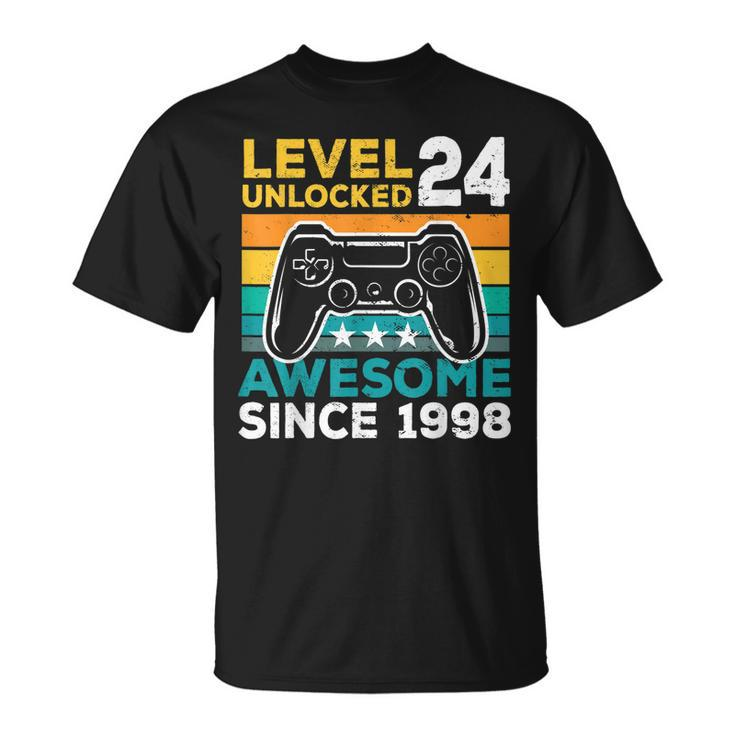 Level 24 Unlocked Awesome 1998 24Th Birthday Man Video Game  V2 Unisex T-Shirt