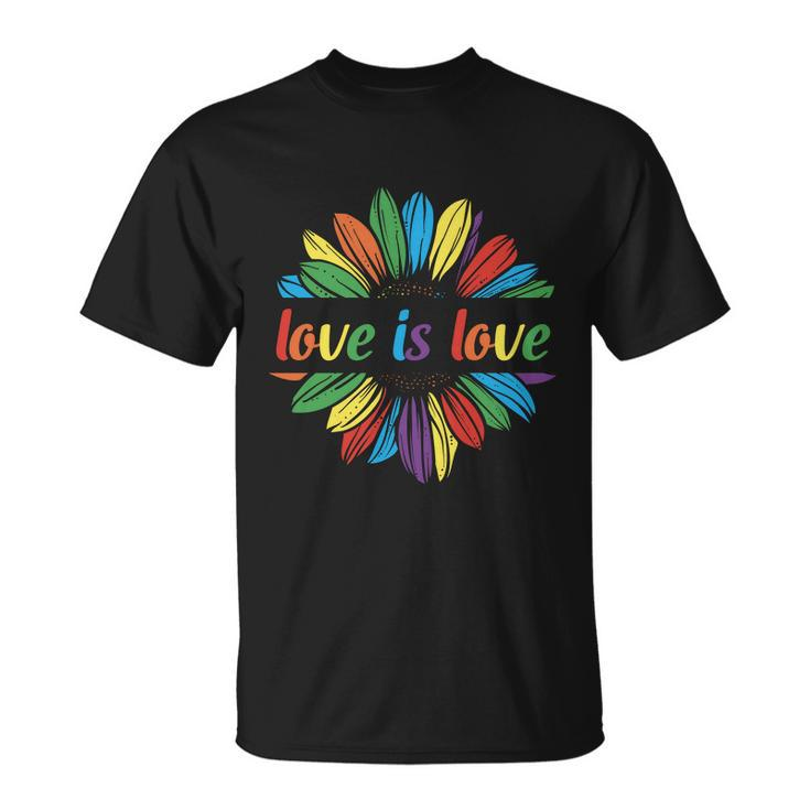 Lgbt Rainbow Sunflower Love Is Love Pride Month Unisex T-Shirt