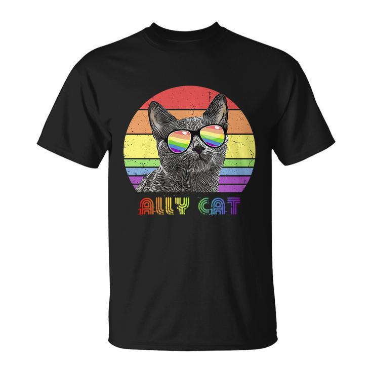 Lgbtq Ally Cat Rainbow Gay Pride Flag Lgbt Funny Gift V2 Unisex T-Shirt