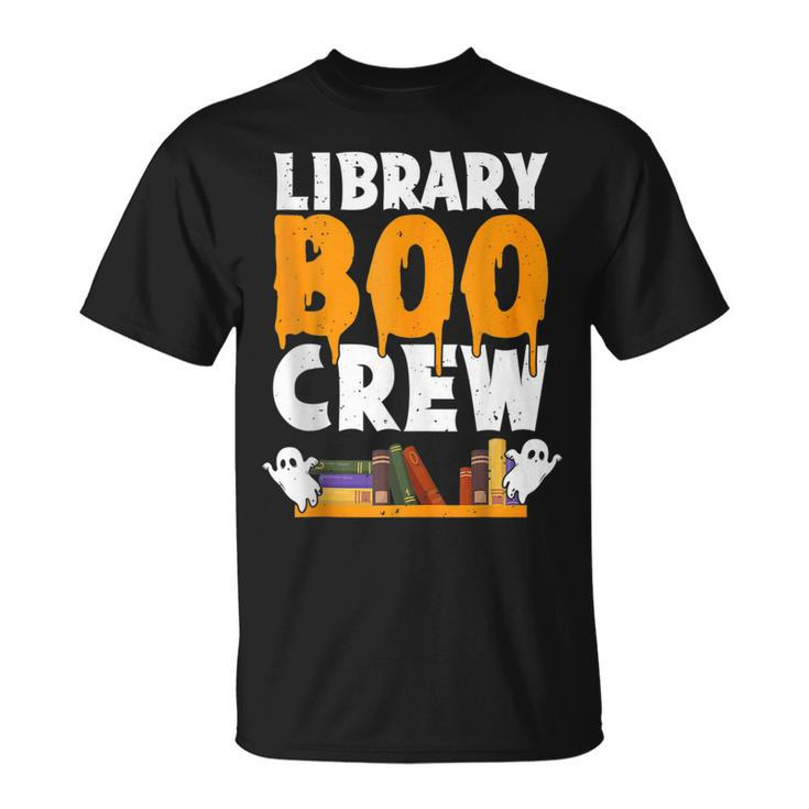 Library Boo Crew School Librarian Ghost Halloween Boys Girls  Unisex T-Shirt