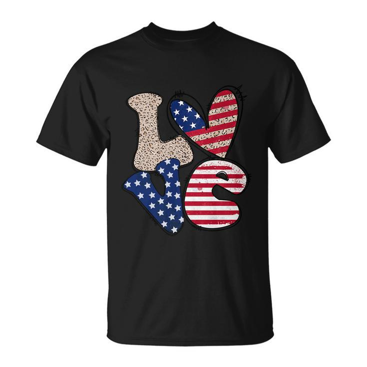 Love America Cute Funny 4Th Of July Independence Day Plus Size Graphic Unisex T-Shirt