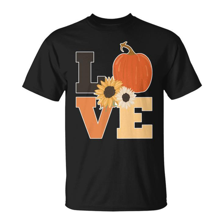 Love Autumn Floral Pumpkin Fall Season T-Shirt