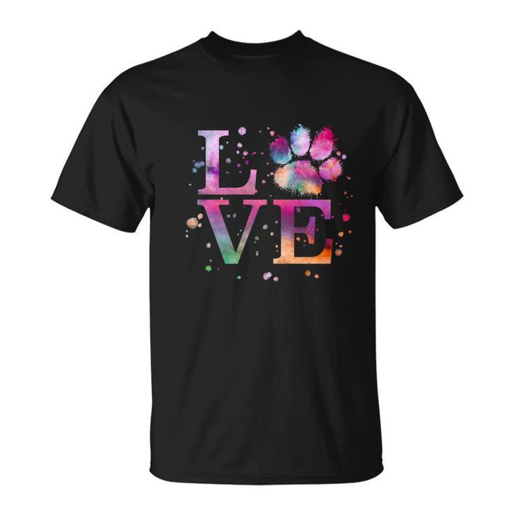 Love Dog Paw Print Colorful National Animal Shelter Week Gift Unisex T-Shirt