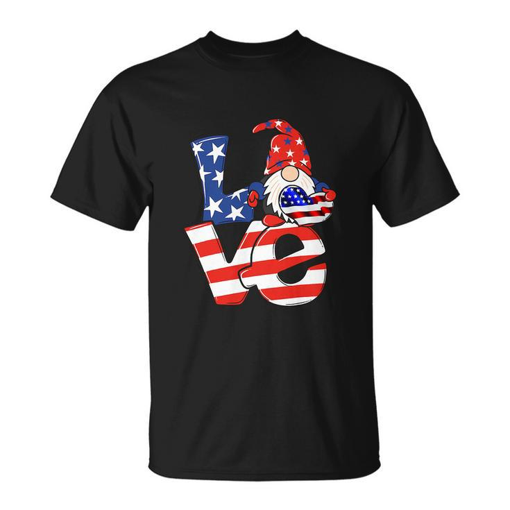 Love Gnome American Flag Funny 4Th Of July Unisex T-Shirt