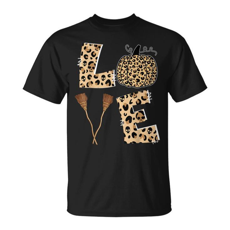 Love Halloween Cute Ghost Leopard Pumpkin Candies Lovers  Unisex T-Shirt