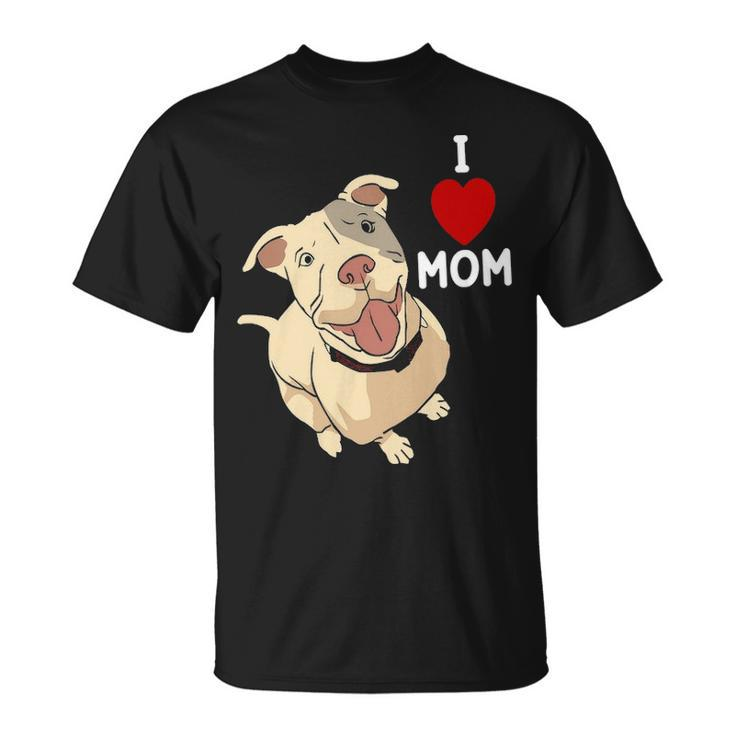 I Love Mom Valentines Day Cute Dog Pitbull Mama V Day Pajama T-shirt