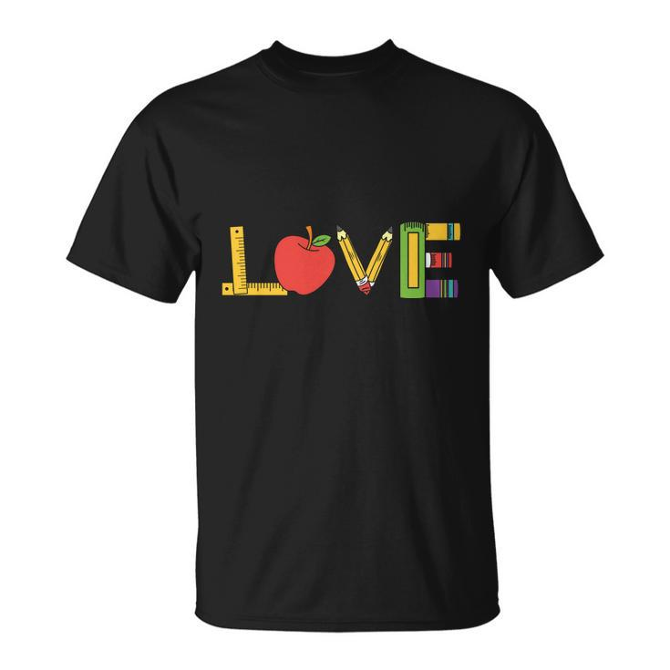 Love Teacher Life Apple Pencil Ruler Teacher Quote Graphic Shirt For Female Male Unisex T-Shirt