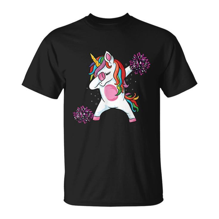 Magical Dabbing Unicorn Cheer Cute Unicorn Cheerleading T-Shirt