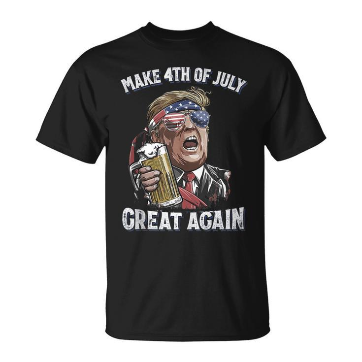 Make 4Th Of July Great Again Patriot Trump Men Drinking Beer  Unisex T-Shirt
