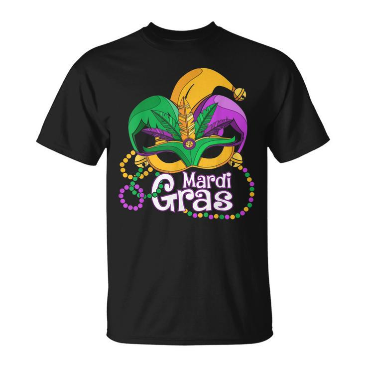 Mardi Gras Mardi Gras 2022 Beads Mask Feathers T-shirt