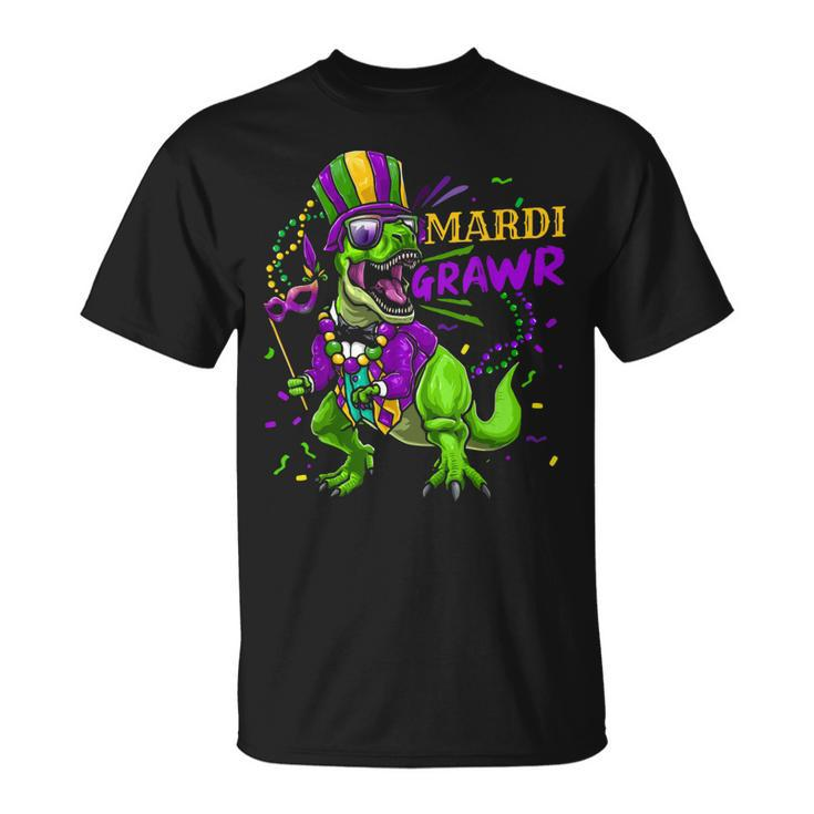 Mardi Gras Dabbing Rex Dinosaur Mardi Grawr Bead Costume T-shirt