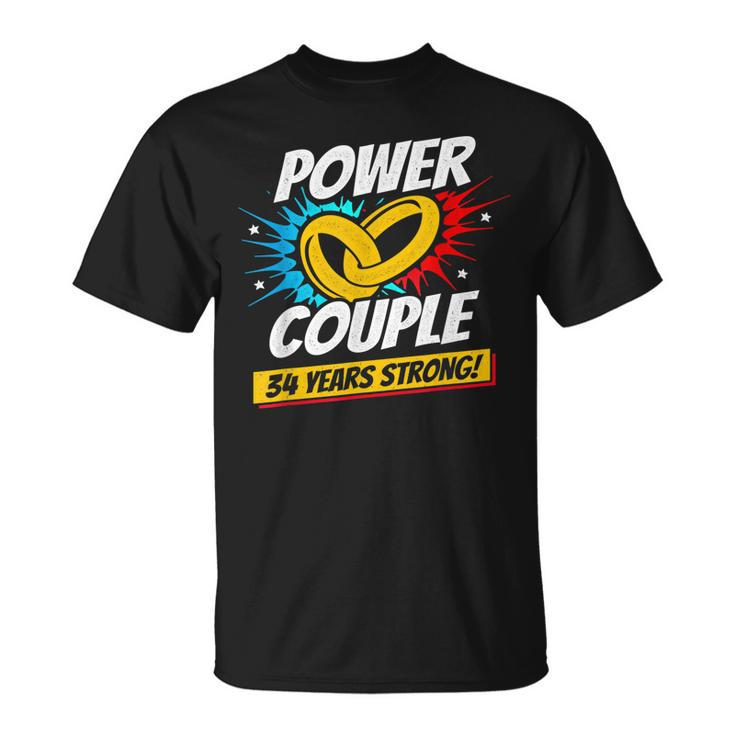 Married 34 Years Power Couple 34Th Wedding Anniversary Unisex T-Shirt