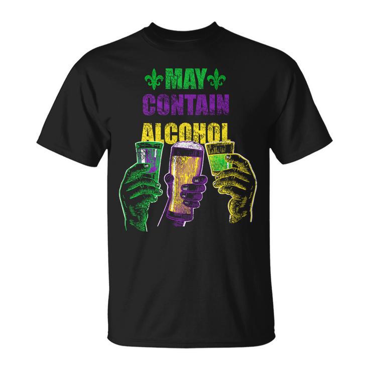 May Contain Alcohol Mardi Gras Tshirt Unisex T-Shirt