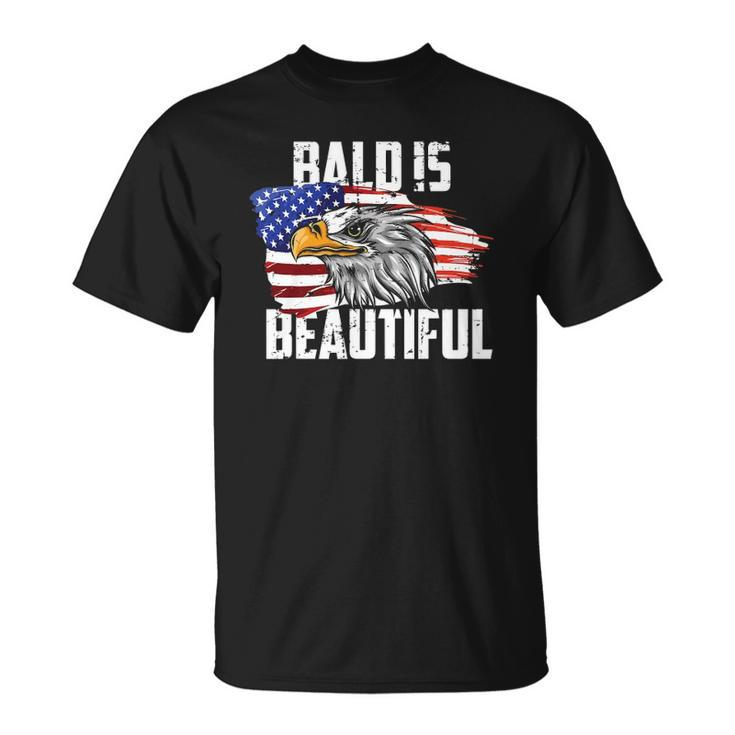 Mens Bald Is Beautiful July 4Th Eagle Patriotic American Vintage Unisex T-Shirt