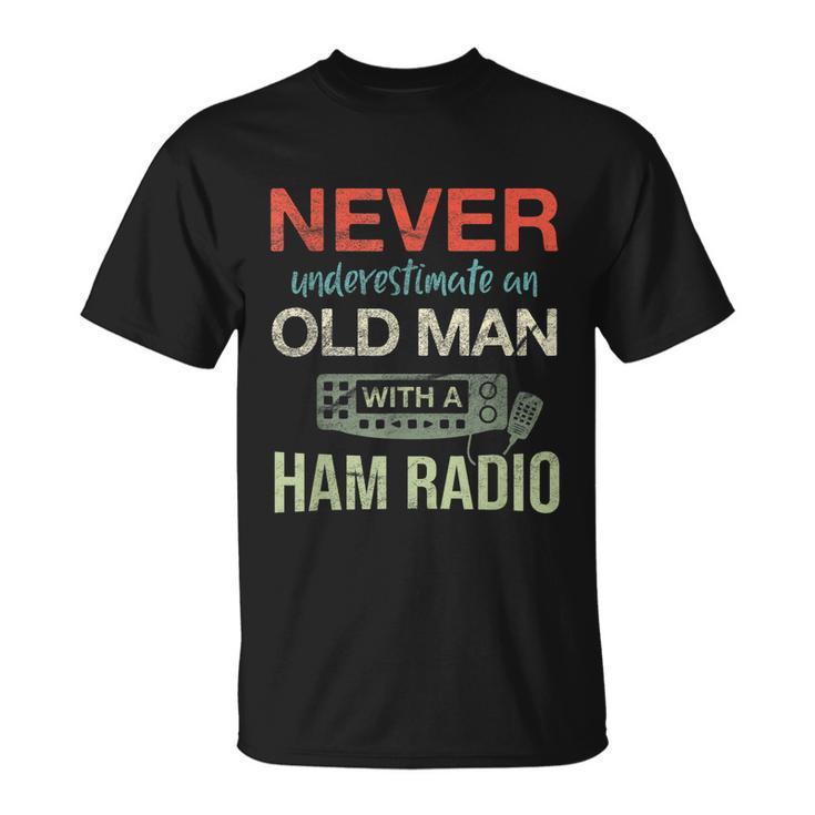 Mens Old Man With A Ham Radio Antenna Ham Radio Operator Unisex T-Shirt