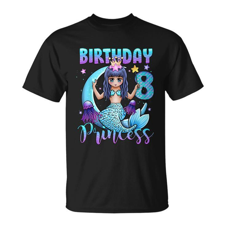 Mermaid Birthday Girl 8 Years Old Mermaid 8Th Birthday Girls T-Shirt