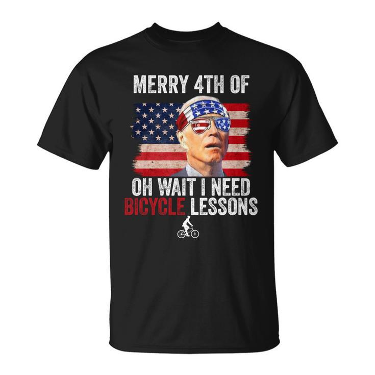 Merry 4Th Of July Biden Bike Bicycle Falls Off Funny Unisex T-Shirt