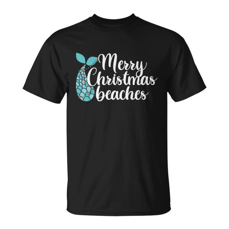 Merry Christmas Beached Mermaid Christmas In July Unisex T-Shirt