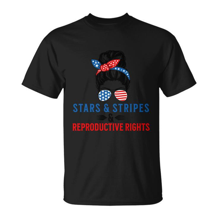 Messy Bun American Flag Stars Stripes Reproductive Rights Gift Unisex T-Shirt