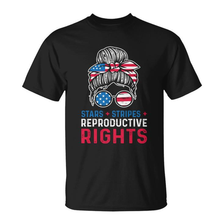 Messy Bun American Flag Stars Stripes Reproductive Rights Gift V2 Unisex T-Shirt