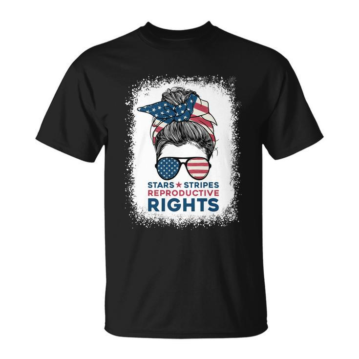 Messy Bun American Flag Stars Stripes Reproductive Rights Gift V3 Unisex T-Shirt